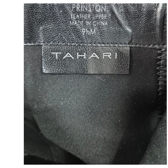 VTG Tahari Prinston  Black Leather Bootie Ankle Boot Stud Design Inside Zip 9.5 - Picture 9 of 9